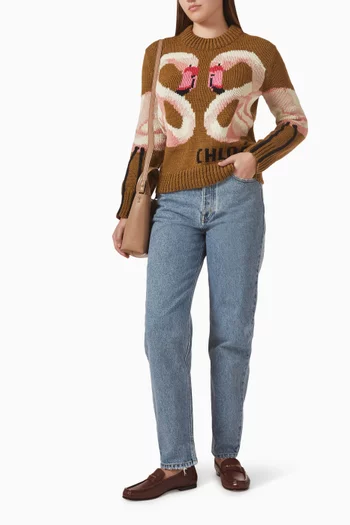 بنطال جينز بقصة ساق تضيق باتجاه الأسفل دينم