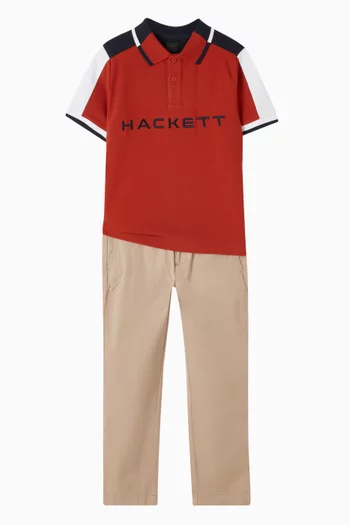 Colour-blocked Polo Shirt in Cotton