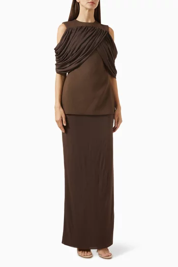 Vivien Dress in Twill Suiting & Lumine Jersey