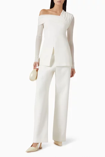 Asymmetric Top in Twill Suiting & Crepe Knit