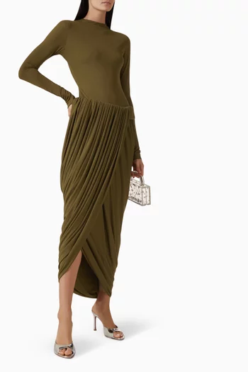 Agnes Draped Dress in Lumine Jersey