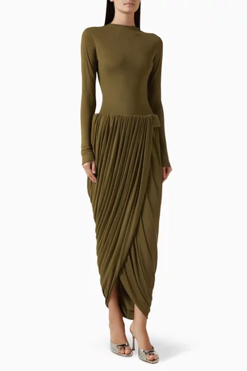 Agnes Draped Dress in Lumine Jersey