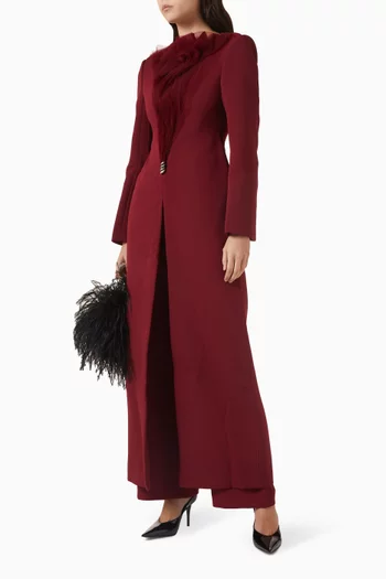 بنطال كارميليا بقصة ساق مستقيمة قماش بدل تويل