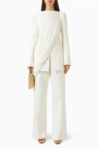 Nyra Draped Blazer in Twill Suiting