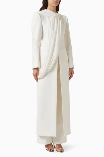 Caelis Draped Coat in Twill Suiting