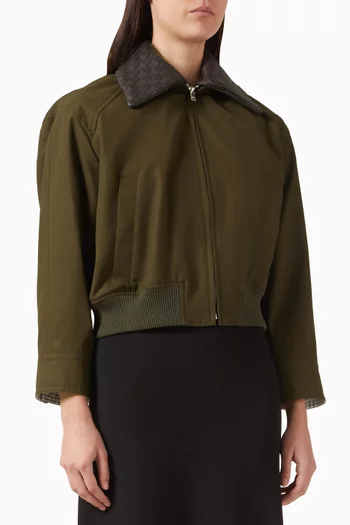 Intrecciato-collar Jacket in Cotton Twill