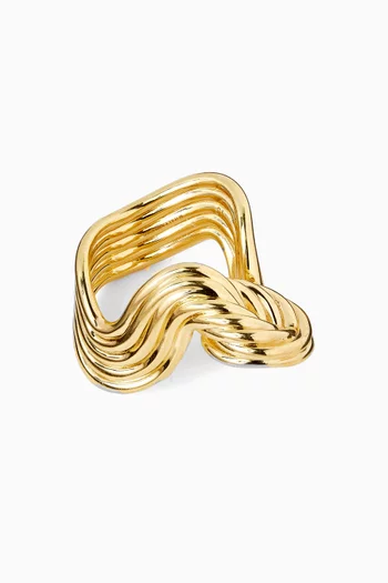 خاتم سلايس فضة إسترلينية مطلية ذهب عيار 18