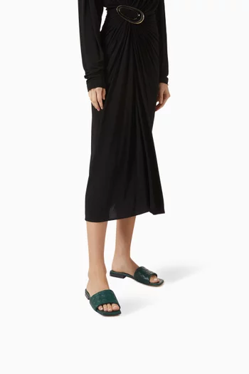 Parco Flat Mules in Intrecciato Leather