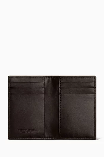 Flap Card Case in Intrecciato Leather