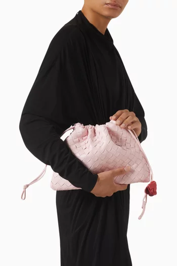 حقيبة متوسطة جلد مجدول