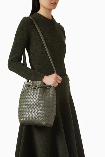 Small Andiamo Bucket Bag in Intrecciato leather