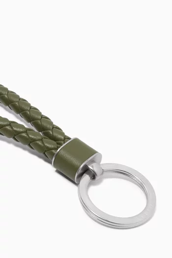 سلسلة مفاتيح جلد ماعز بتصميم مجدول