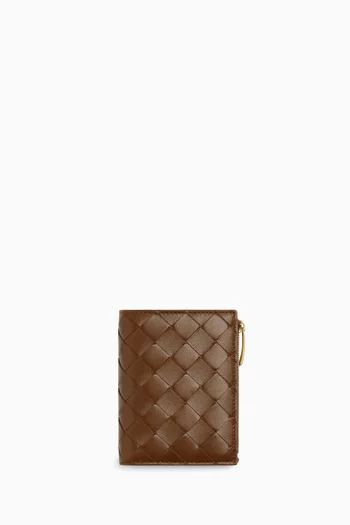 محفظة صغيرة ثنائية الطيّ جلد نابا مجدول