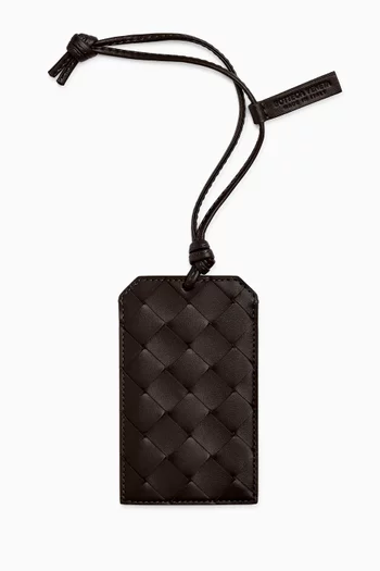 Badge Holder on Strap in Intrecciato Leather