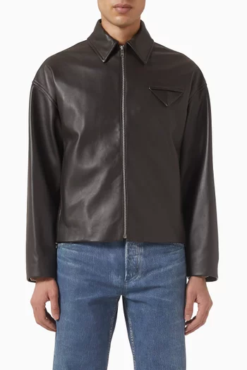 Shiny Blouson Jacket in Leather