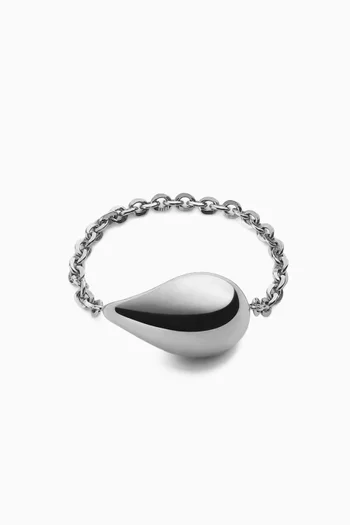 خاتم سلسلة بتصميم قطرة فضة إسترلينية