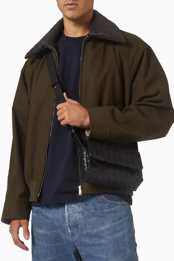 Mini Bag With Flap in Intrecciato Leather