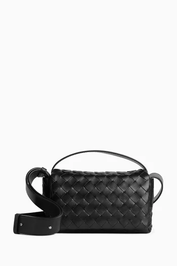 Mini Bag With Flap in Intrecciato Leather