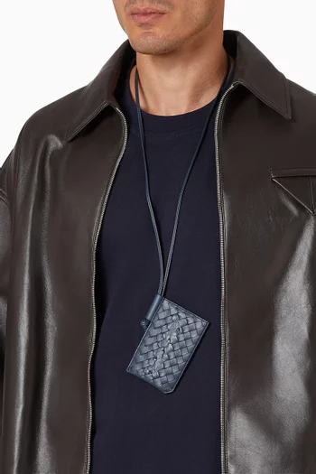 حافظة بطاقة هوية بيكولو جلد عجل مجدول