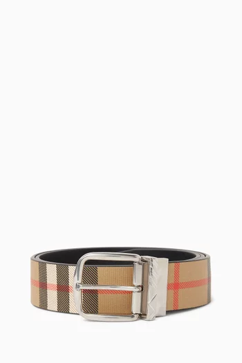 Reversible Check Pin Belt in Leather