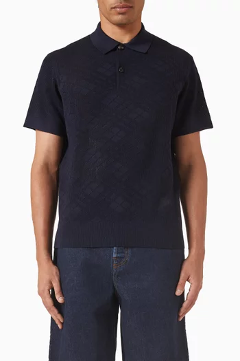 تي شيرت بولو بنقشة مربعات صوف