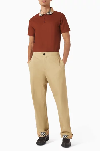 تي شيرت بولو بياقة بنقشة مربعات قطن بيكيه