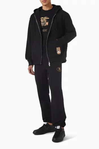 Check Label Zip Hoodie in Cotton