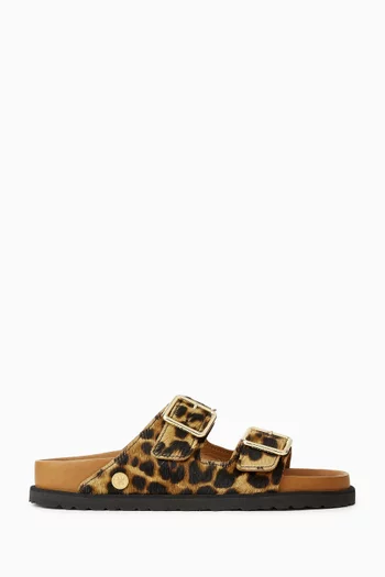 Arizona Leopard Sandals in Pony Hair