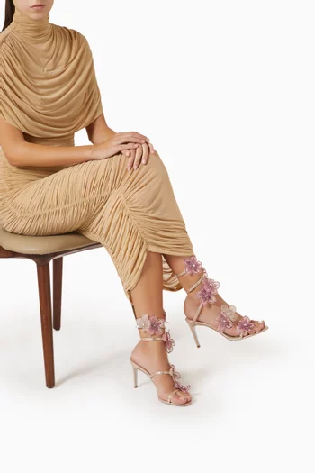 Peach Flower 80 Sandals in Satin