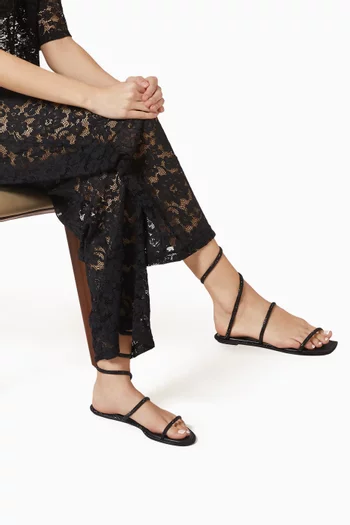 Cleo Flat Sandals in Satin