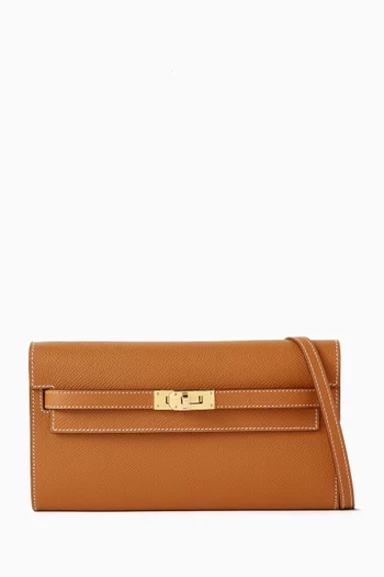 حقيبة كيلي تو جو جلد ايبسوم ذهبي غير مستعملة