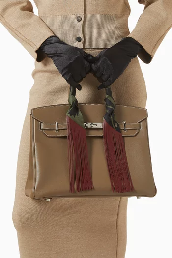 وشاح تويلي بشرّابات حرير وجلد غير مستعمل