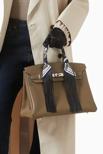 وشاح تويلي بشرّابات حرير وجلد غير مستعمل