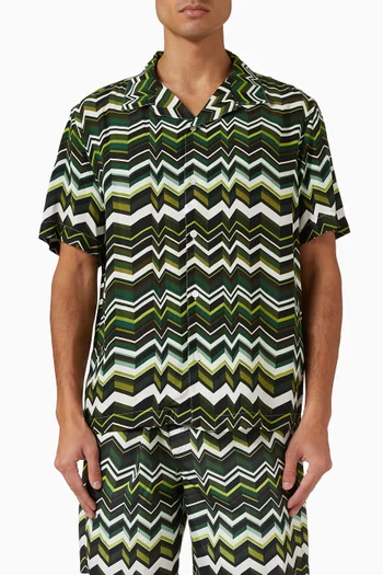 Zigzag Bowling Shirt in Viscose