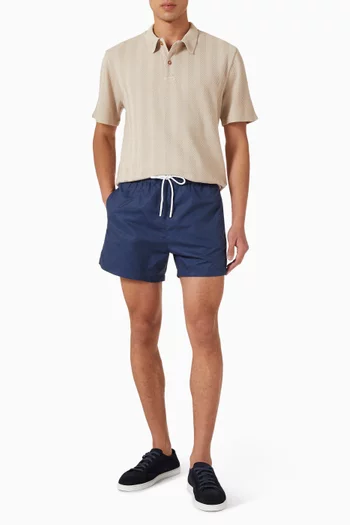 تي شيرت بولو بنقشة خطوط متعرجة بنفس اللون مزيج قطن