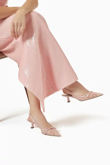 Amita 45 Slingback Pumps in Lace & Leather