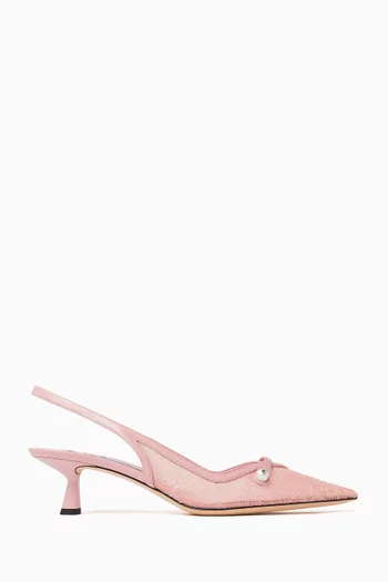Amita 45 Slingback Pumps in Lace & Leather