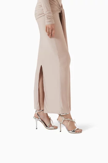 صندل لولا بعقدة وكعب 100 مم جلد لامع