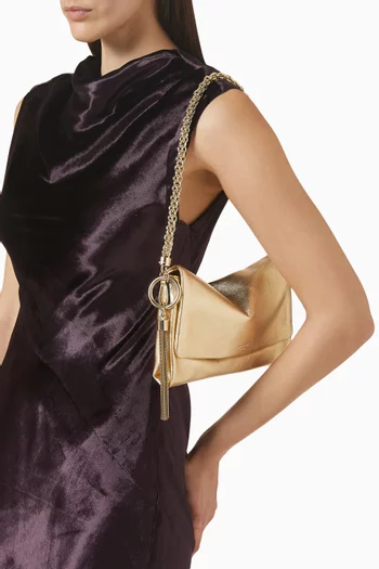 Callie Flap Shoulder Bag in Metallic Leather