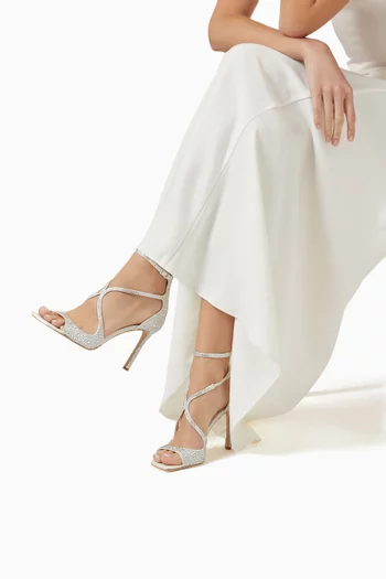 صندل آزيا بكعب 95 مم ستان مرصع بكريستال