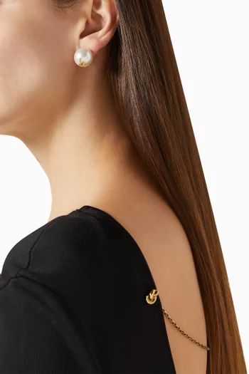 JC Pearl Stud Earrings in Brass