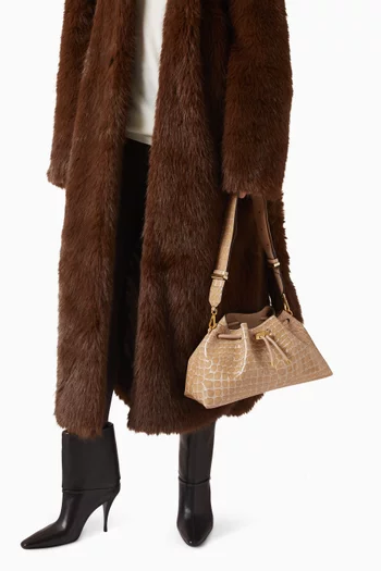 Cinch M Shoulder Bag in Croc-embossed Leather