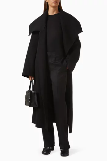 Long Wrap Coat in Wool Blend