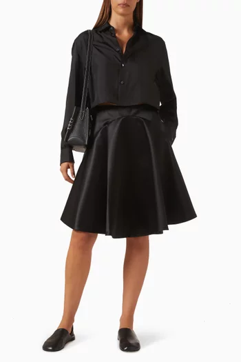 Tipped-hem Midi Skirt in Double Satin