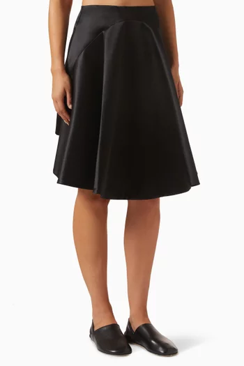 Tipped-hem Midi Skirt in Double Satin