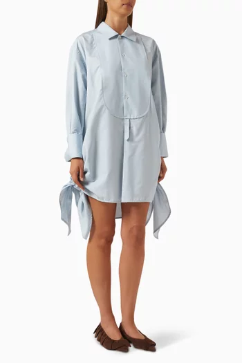 Side-knot Mini Shirtdress in Cotton Blend
