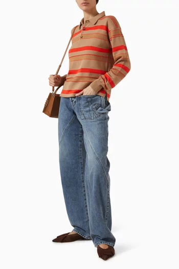 تي شيرت بولو رغبي منسوج مزيج قطن