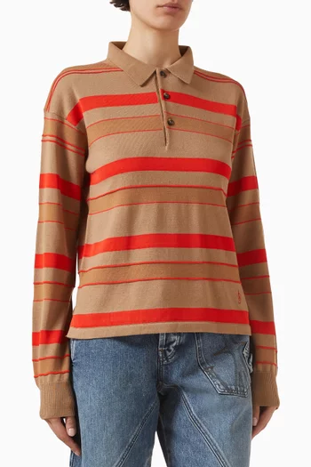 تي شيرت بولو رغبي منسوج مزيج قطن