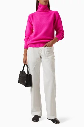 سترة منسوجة بياقة عالية صوف