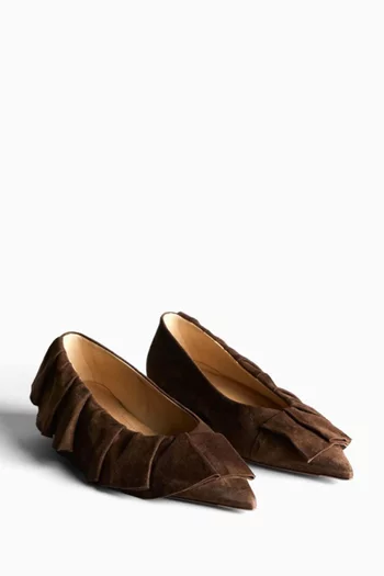 Ruffle Ballerina Flats in Suede